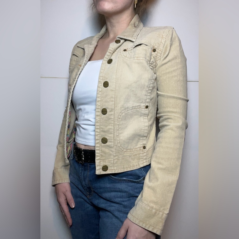Abercrombie Y2K Corduroy Jacket w/ Colorful Patchwork Lining